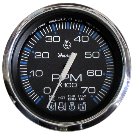 FARIA BEEDE INSTRUMENTS Chesapeake Black SS 4" Tachometer w/Systemcheck Indicator - 7, 00 33750